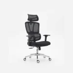 Edge Executive Chair with polished aluminum base behind modern desk setup