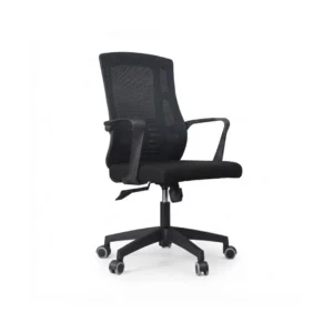 Ergonomic lumbar contour detail built into the dark Elite Staff Chair