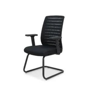 Sturdy fixed base stability on the clean Fin Visitor Chair frame