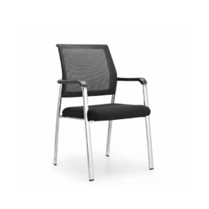 Solid steel base frame supporting a cushioned Juni Visitor Chair model