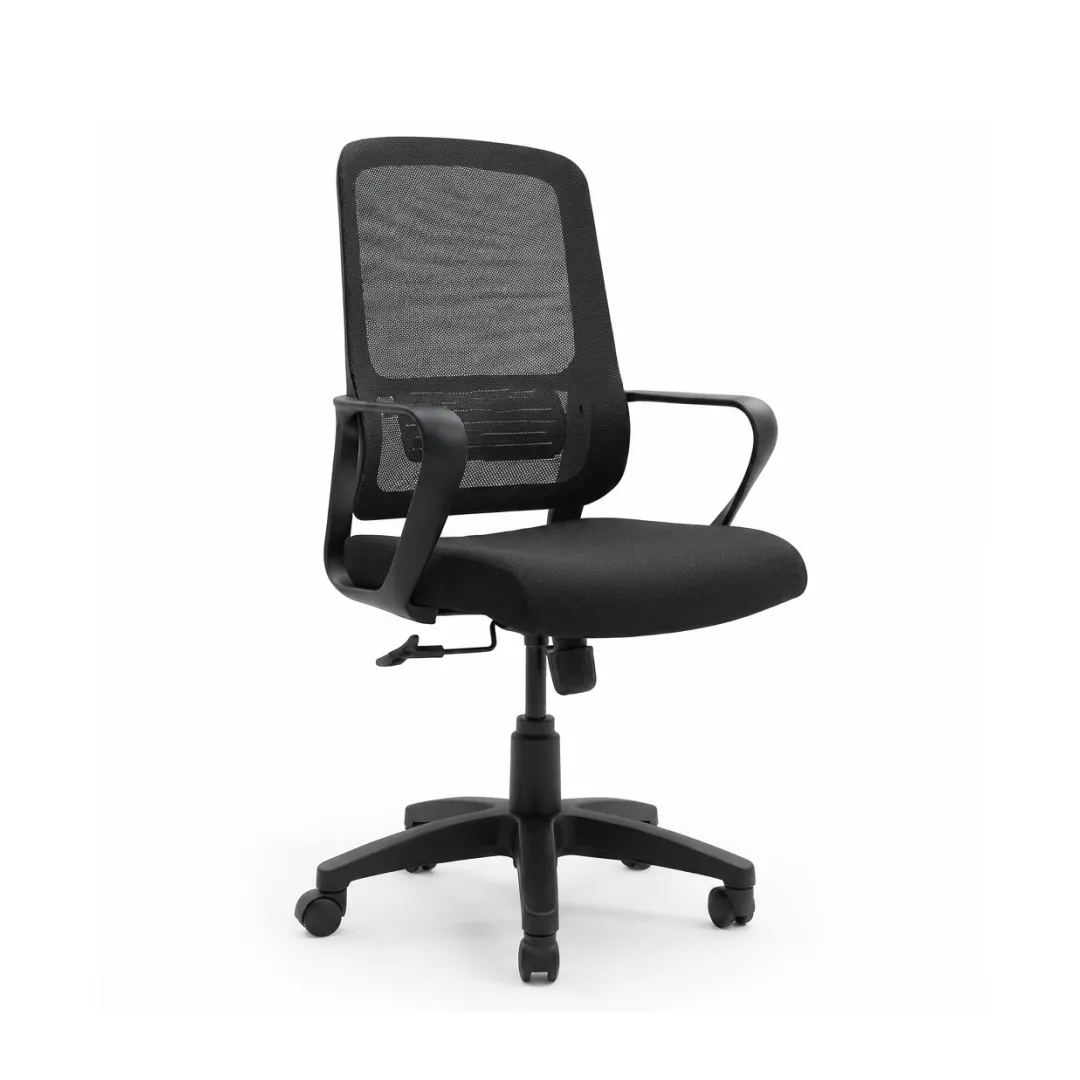 Shop Kenwa Staff Chair for Corporate Workspaces | officerepublic Kenwa Staff Chair parked neatly alongside an open team desk layout