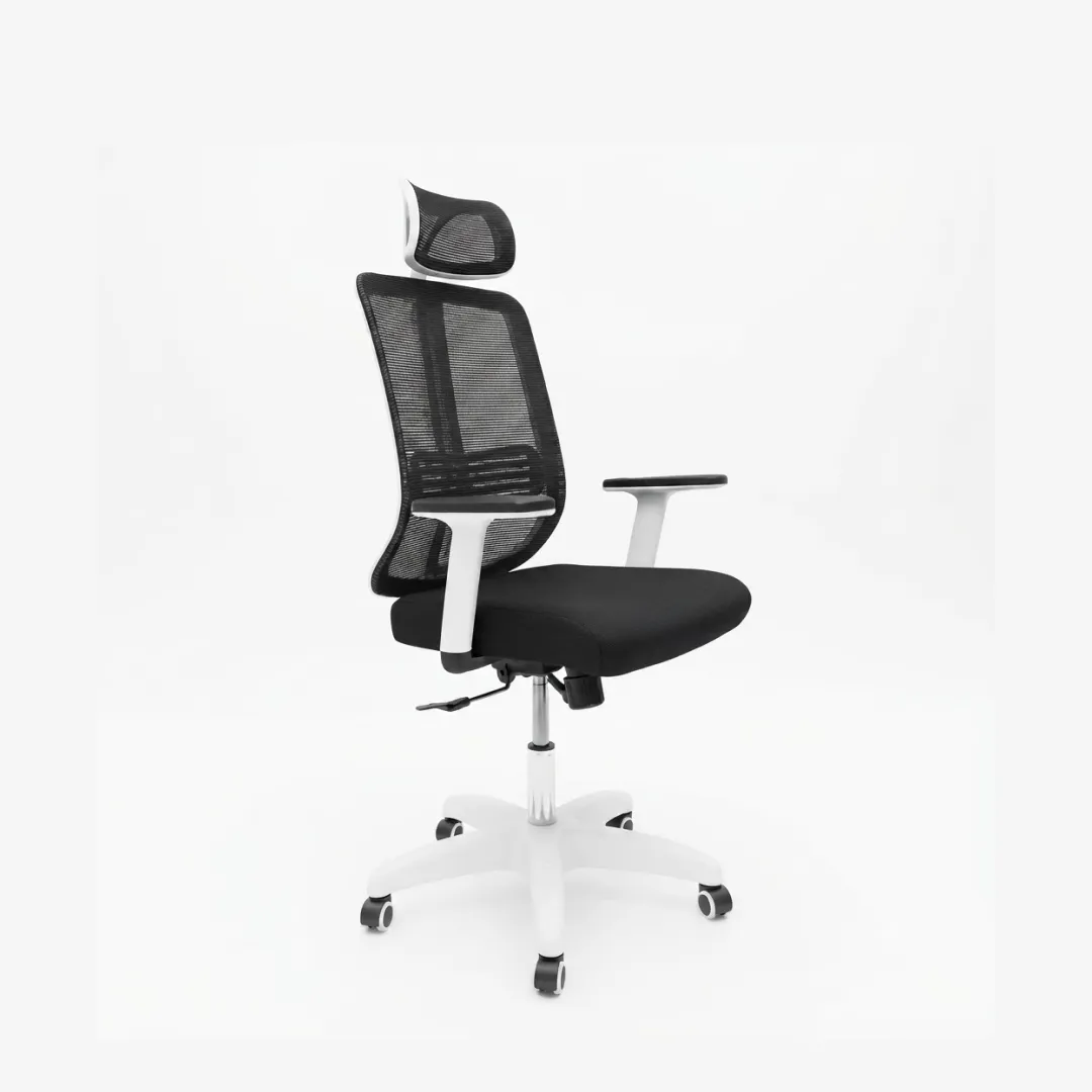 Kobe Manager Chair for Modern Executive Rooms | officerepublic Kobe Manager Chair positioned behind a modern wooden office desk arrangement