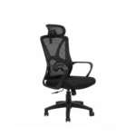 Lex Manager Chair positioned behind a modern wooden office desk arrangement