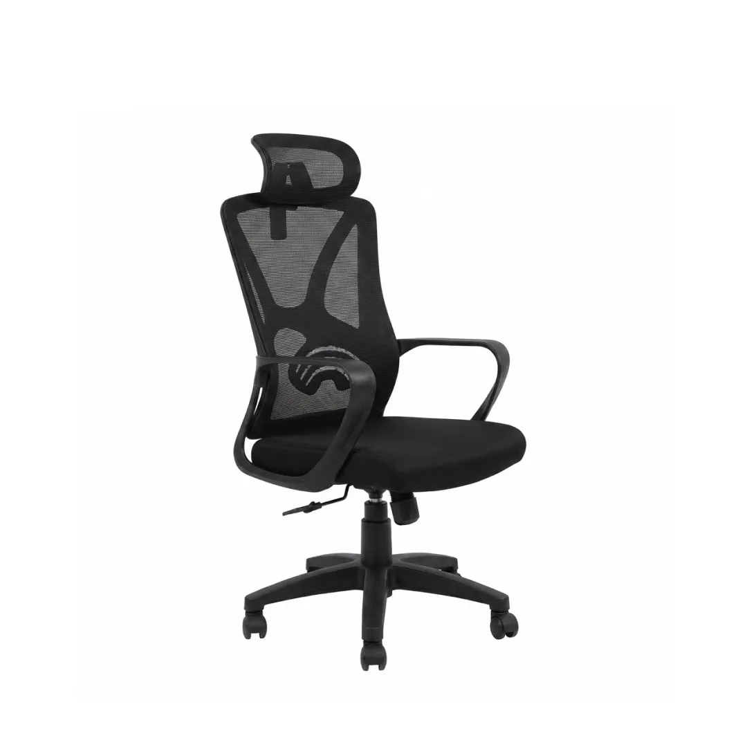 Shop Lex Manager Chair for Posture Relief | officerepublic Lex Manager Chair positioned behind a modern wooden office desk arrangement