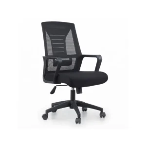 Forex Staff Chair positioned neatly at a minimalist shared desk workspace