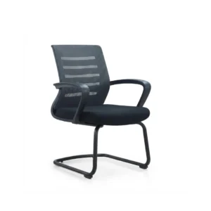 Sleek profile of the modern Lunar Visitor Chair in a reception area