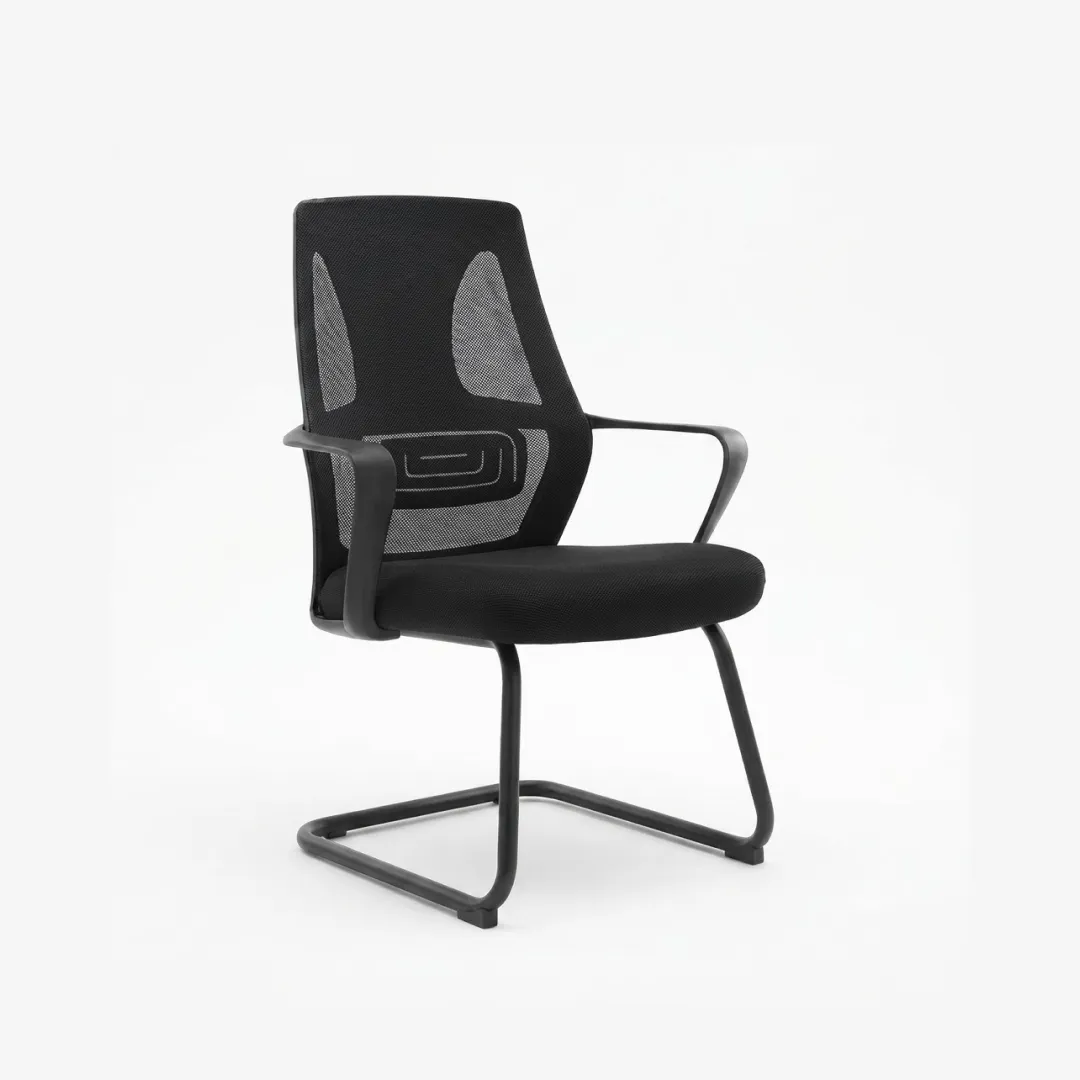 Order Polar Visitor Chair for Rapid Shipping | officerepublic Polar Visitor Chair setup surrounding an executive glass boardroom table