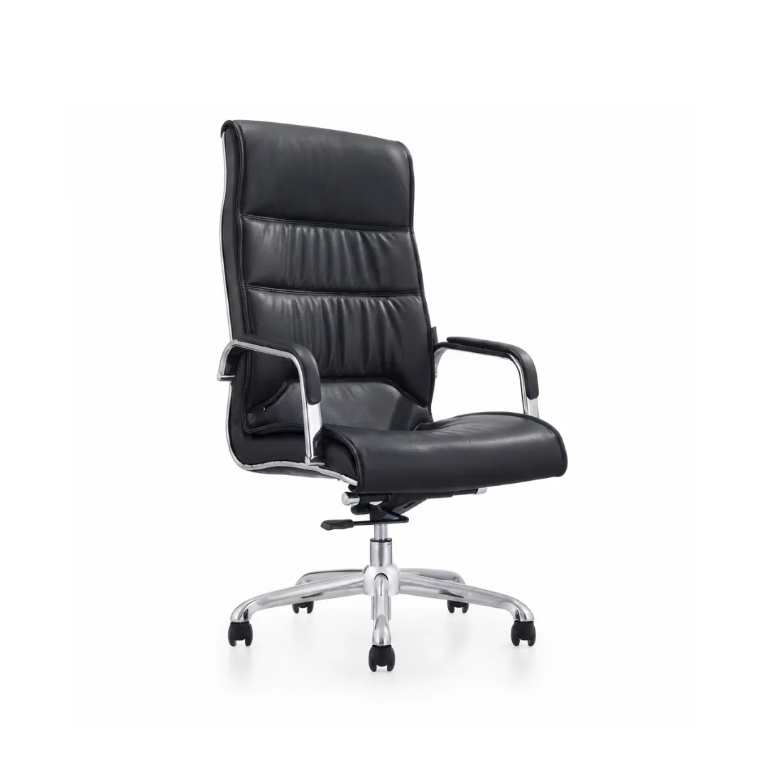 Rich Manager Chair: Premium Office Seating | officerepublic Rich Manager Chair positioned behind a modern wooden office desk arrangement