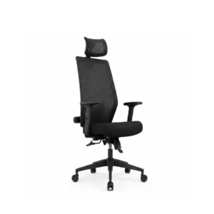 Lumbar support profile highlighted on the black Techno Manager Chair