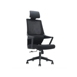 Professional sitting comfortably in the dark Void Manager Chair at work