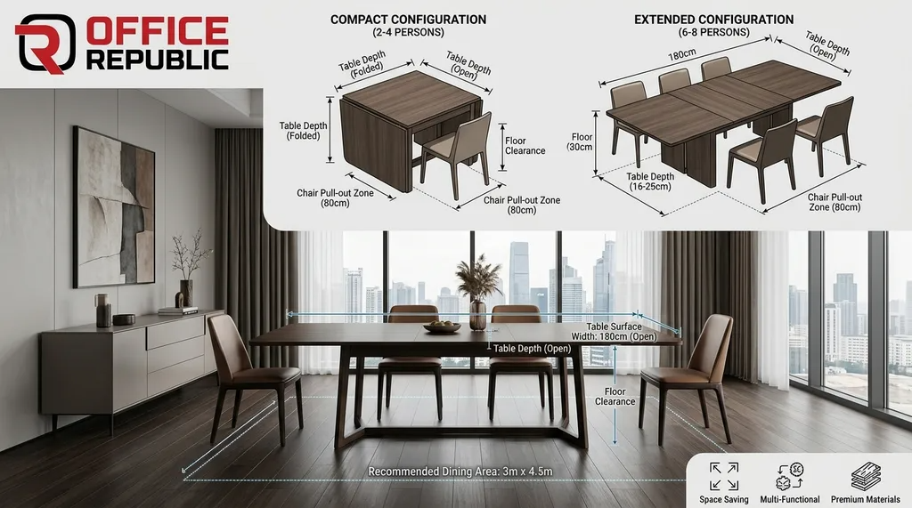 Sizes and Space Planning for Flip Top Dining Tables