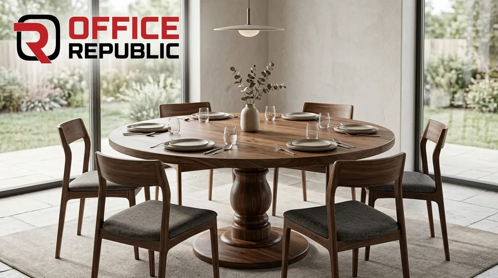 Round Solid Wood Table for 6