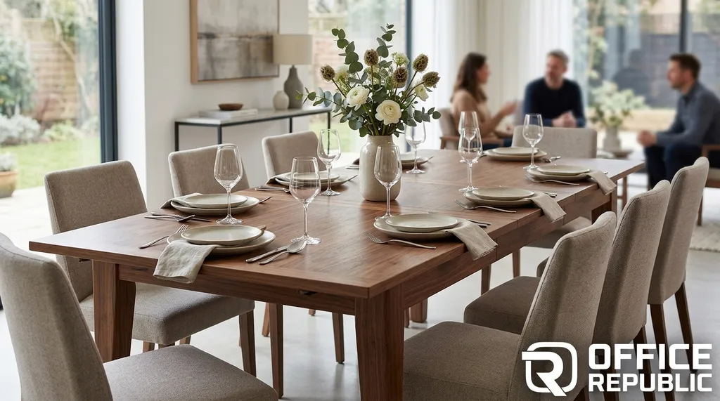 Extendable Solid Wood Table for 6 to 8