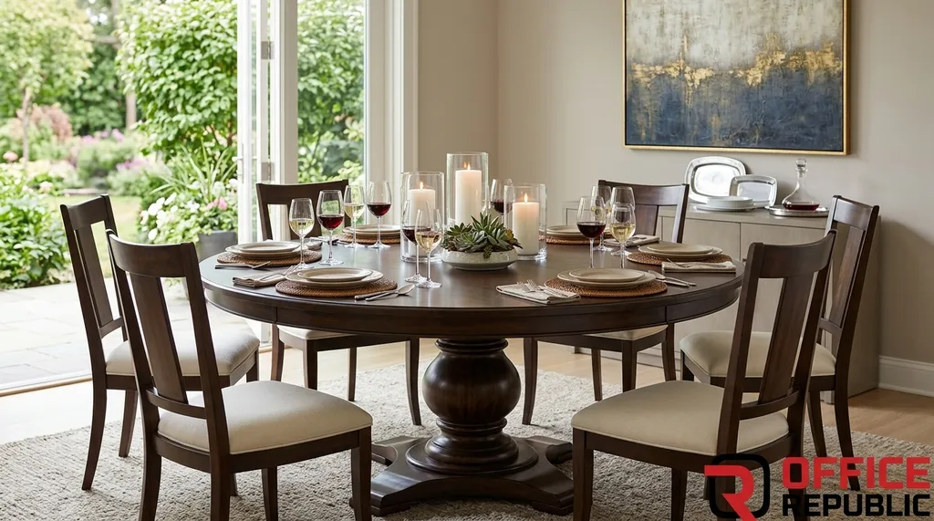 Solid Oak Table for 6, 8-Seat Extended