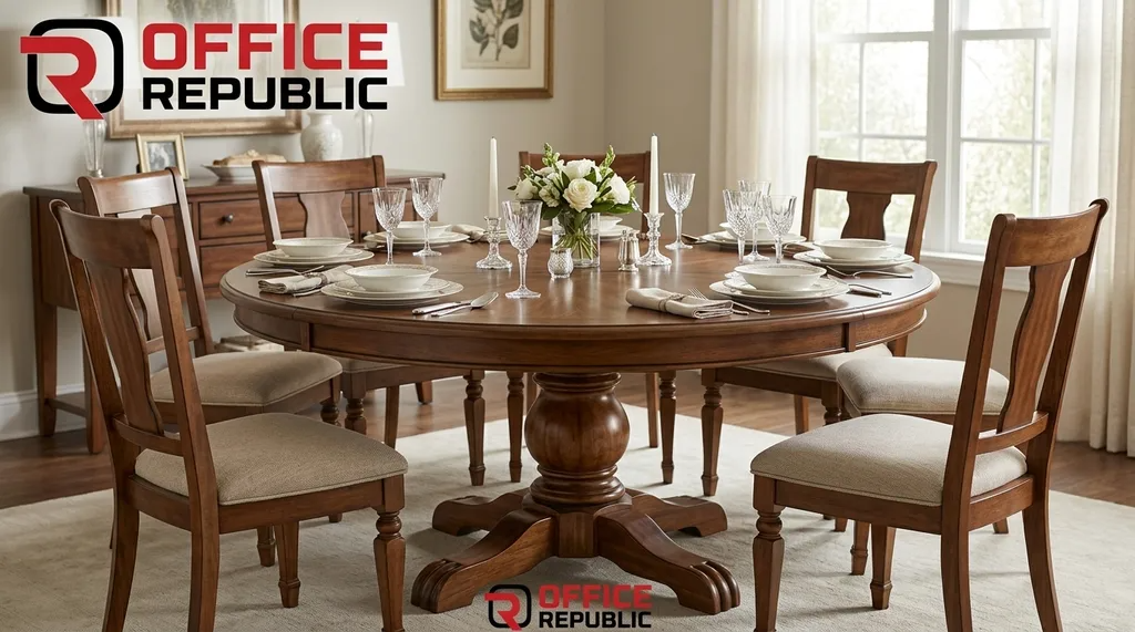Round Table for 6 With Turned Legs