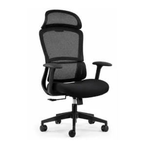 Professional seated upright using Nord Manager Chair at office workstation