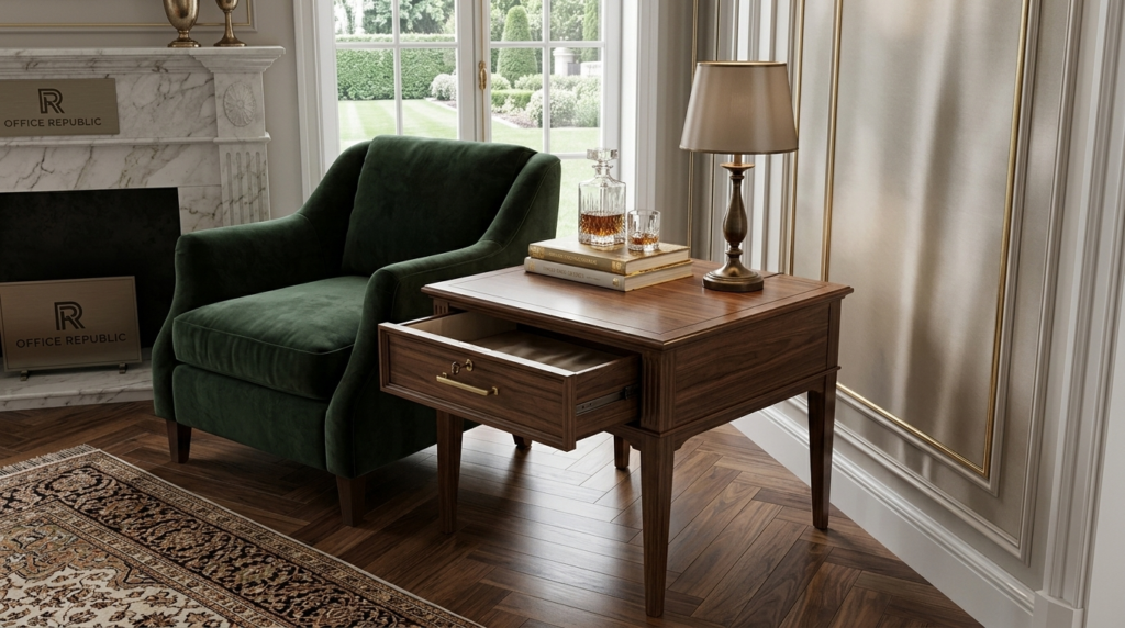 Wood End Table With Storage