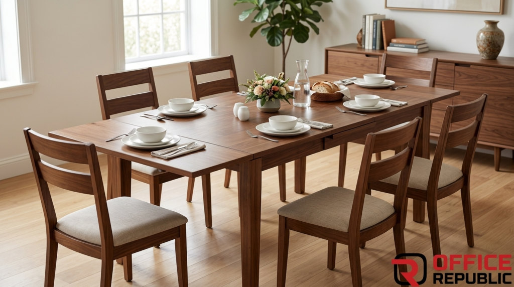 Extendable Solid Wood Table for 4 to 6