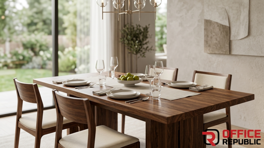 Solid Walnut Table for 4, 63 Inch Farmhouse Style