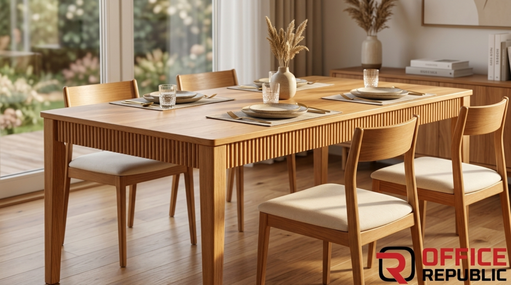 Solid Wood Table for 4 With Fluted Apron
