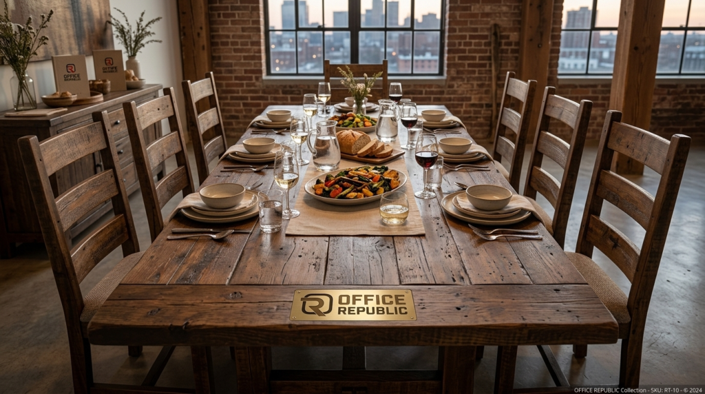 Rustic Solid Wood Table for 10