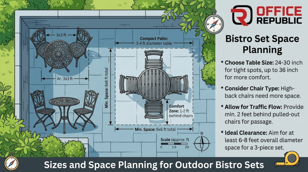 Sizes and Space Planning for Outdoor Bistro Sets