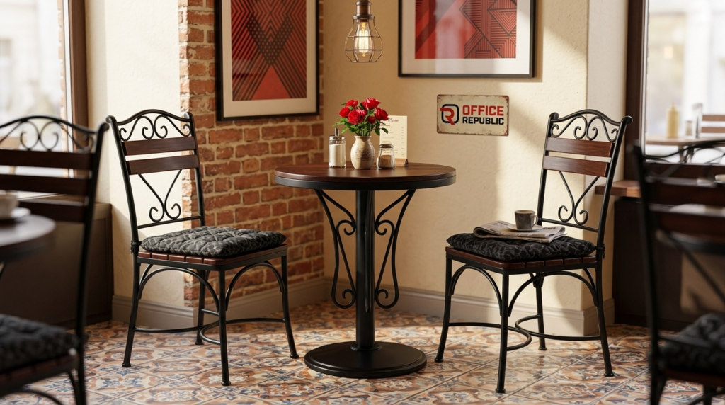 Black Metal Indoor Bistro Set