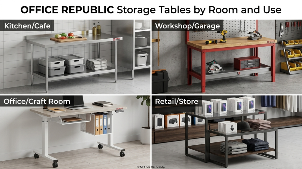 Storage Tables by Room and Use