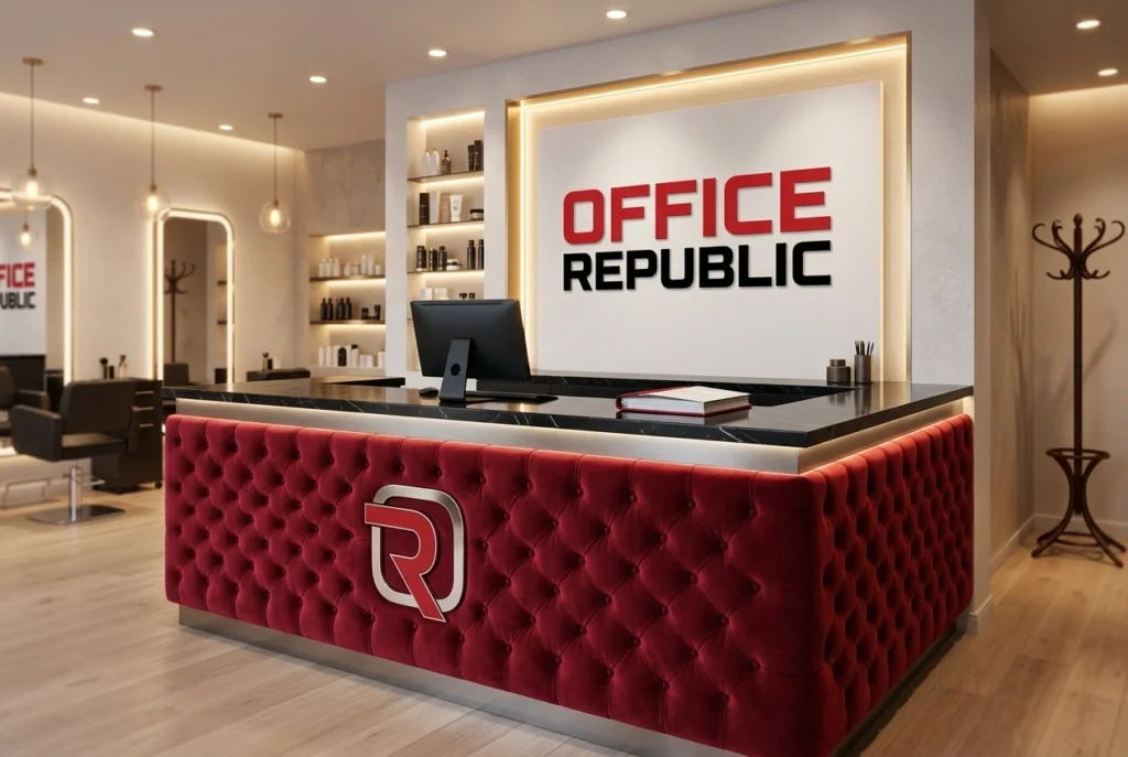 Velvet Tufted Reception Counter