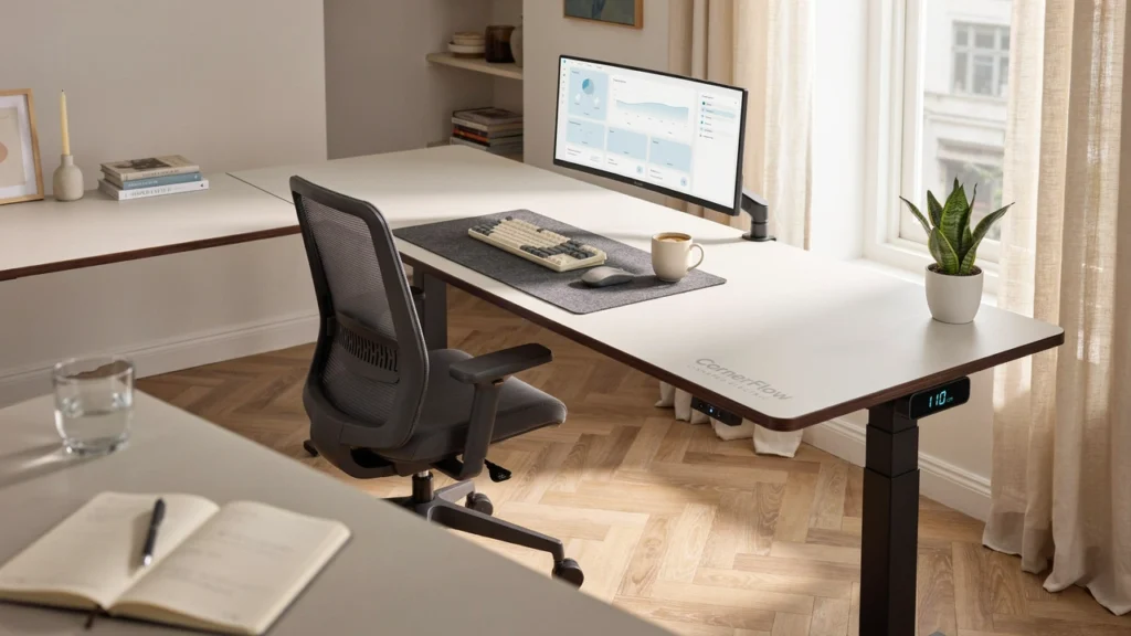 CornerFlow L-Shaped Electric Corner Desk