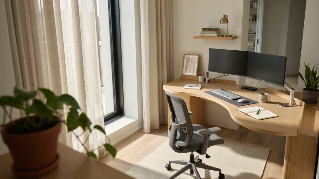 Crescent L-Shaped Corner Workstation