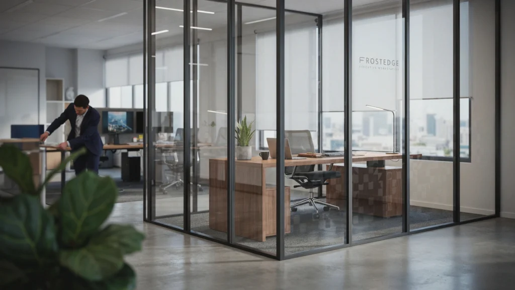 FrostEdge Glass-Front Executive Cubicle