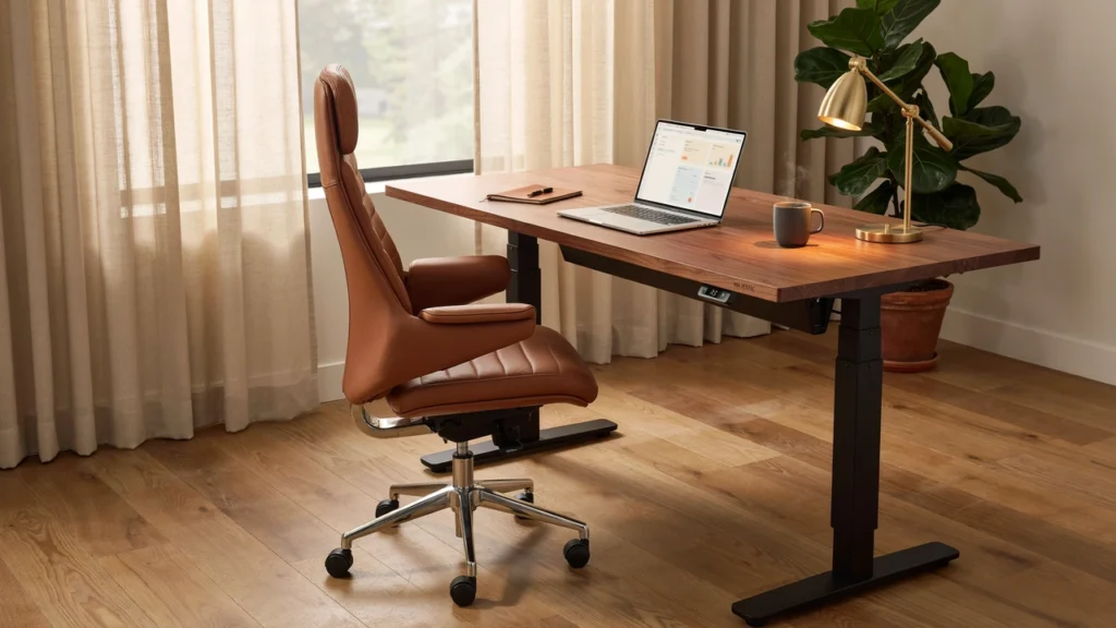 Majestic Walnut Executive Electric Desk