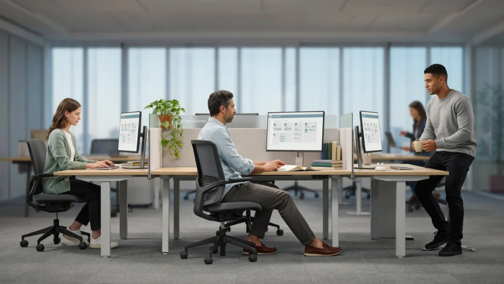 TriDesk 3-Person Rectangular Benching Workstation